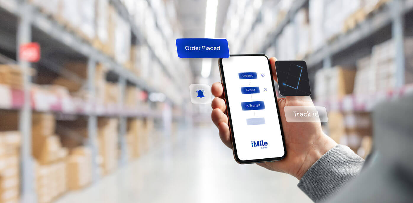 Official iMile delivery tracking banner showing a delivery status interface